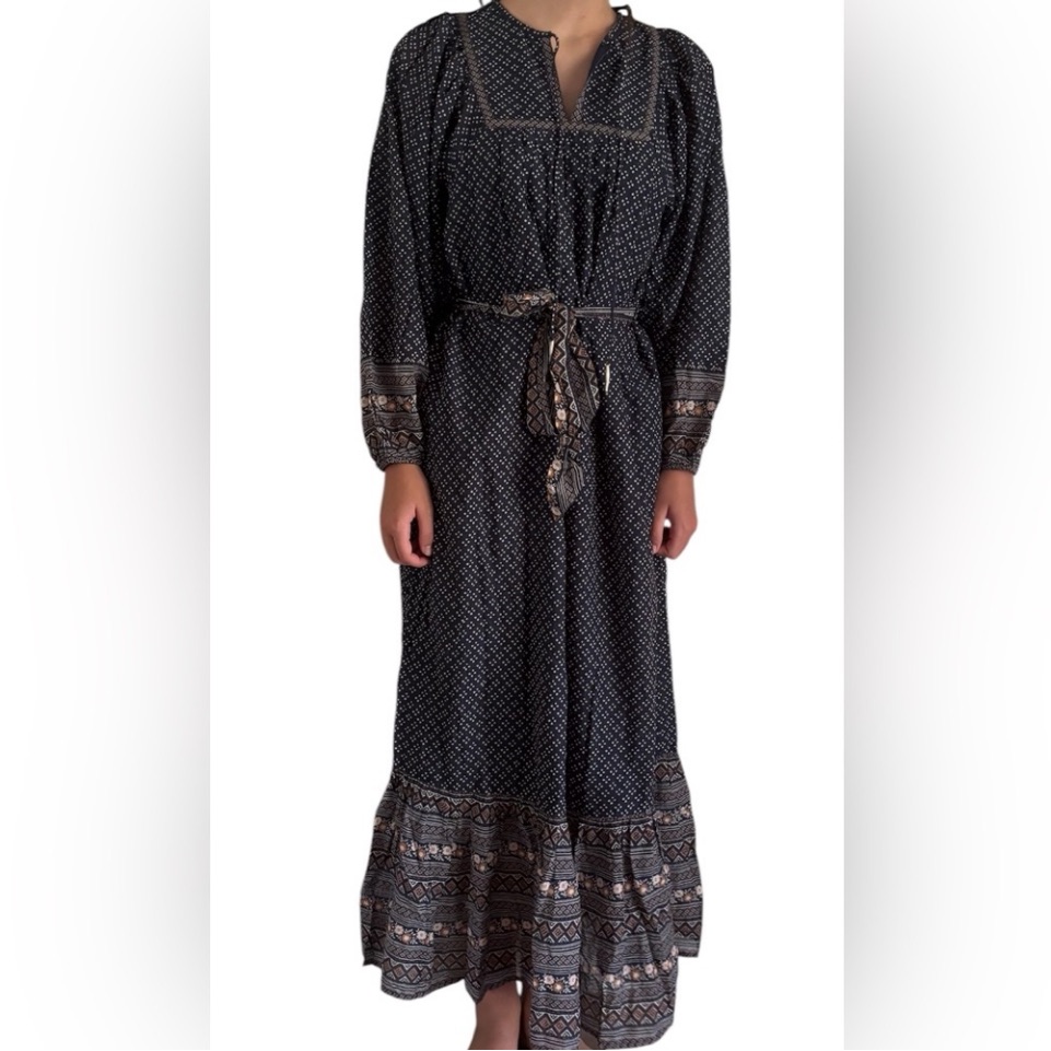 Ae77 American Eagle Boho Oversized Maxi Dress 100% Organic Cotton Blue M Nwt